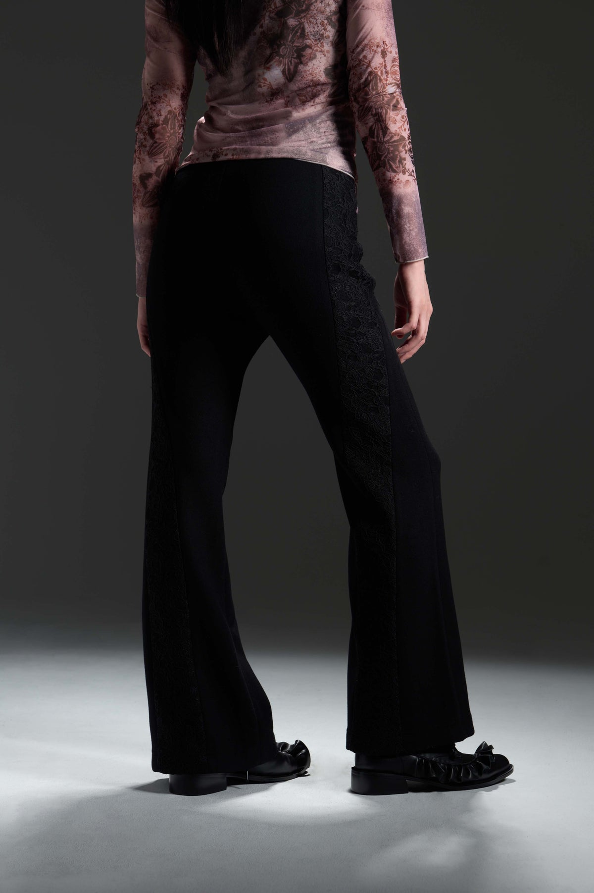 LL Wool Lace Pants - Warm Wool Printed Lace Flare Pants