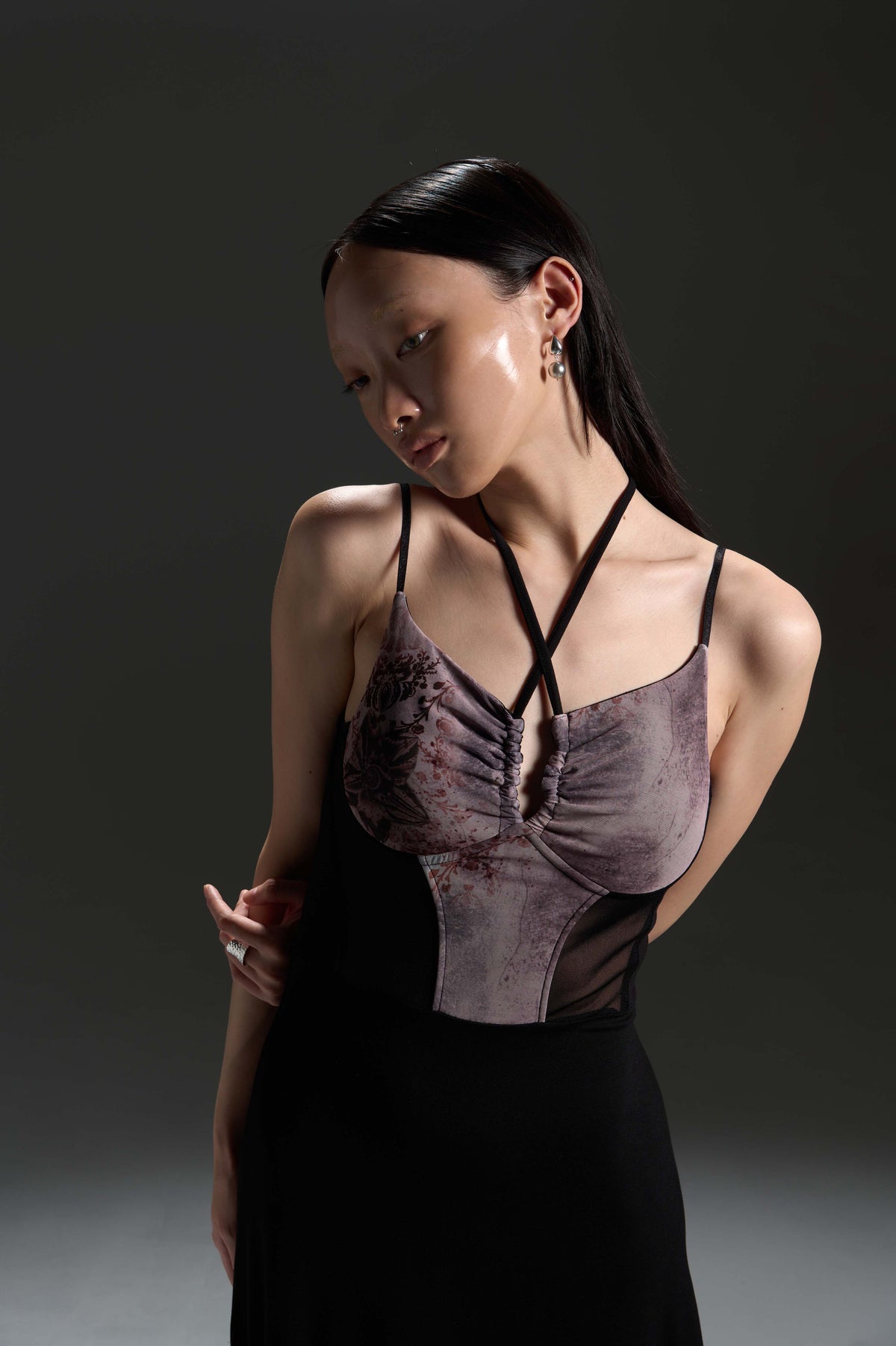 LL Elastic Long-Sleeve Top - High-Elastic Printed Mesh Long-Sleeve Top
