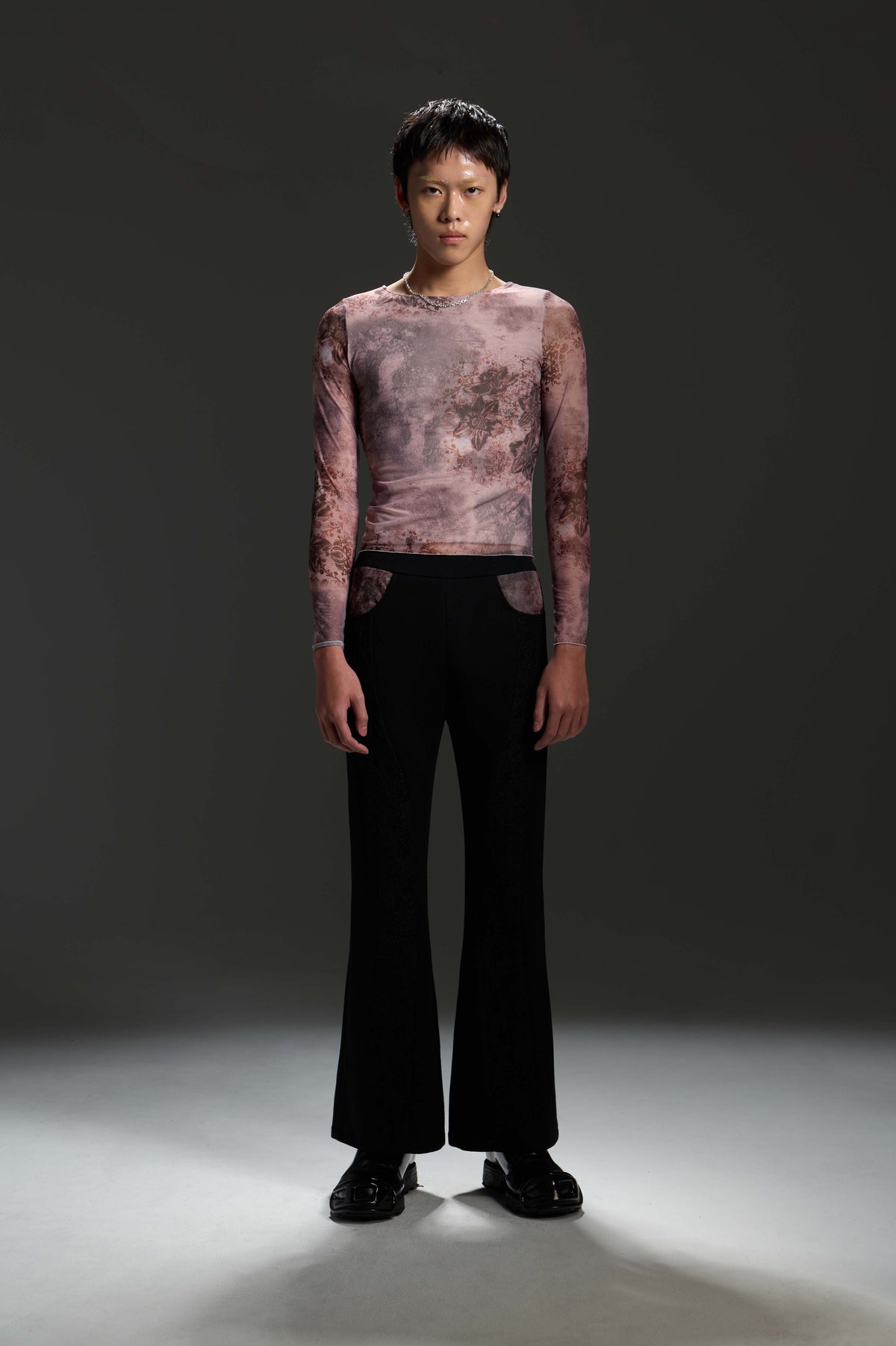 LL Wool Lace Pants - Warm Wool Printed Lace Flare Pants