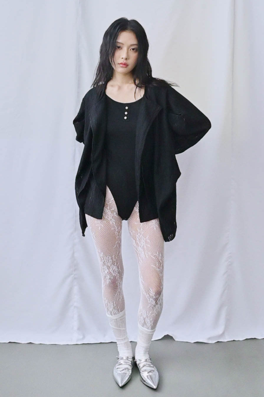 Lace draped knit cover-up