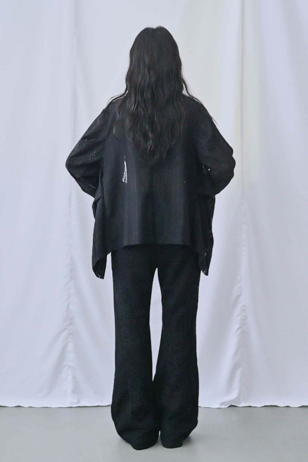 Lace draped knit cover-up
