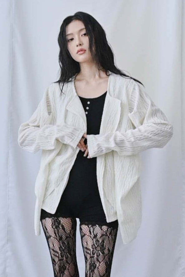 Lace draped knit cover-up