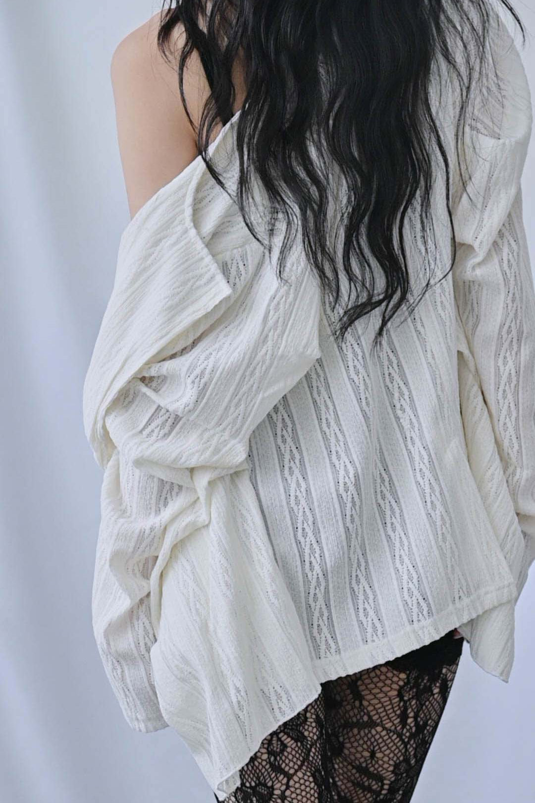 Lace draped knit cover-up