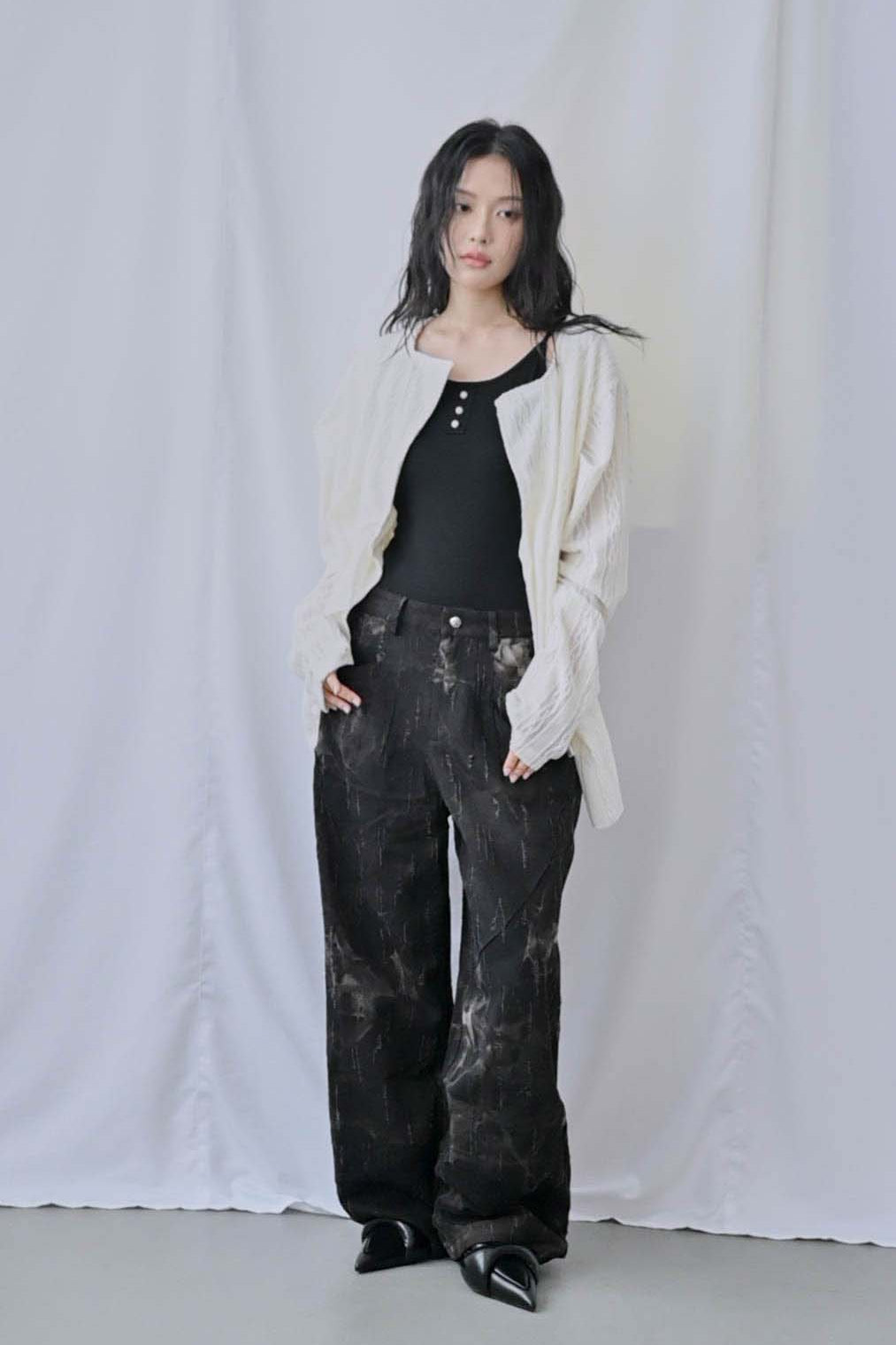 Lace draped knit cover-up
