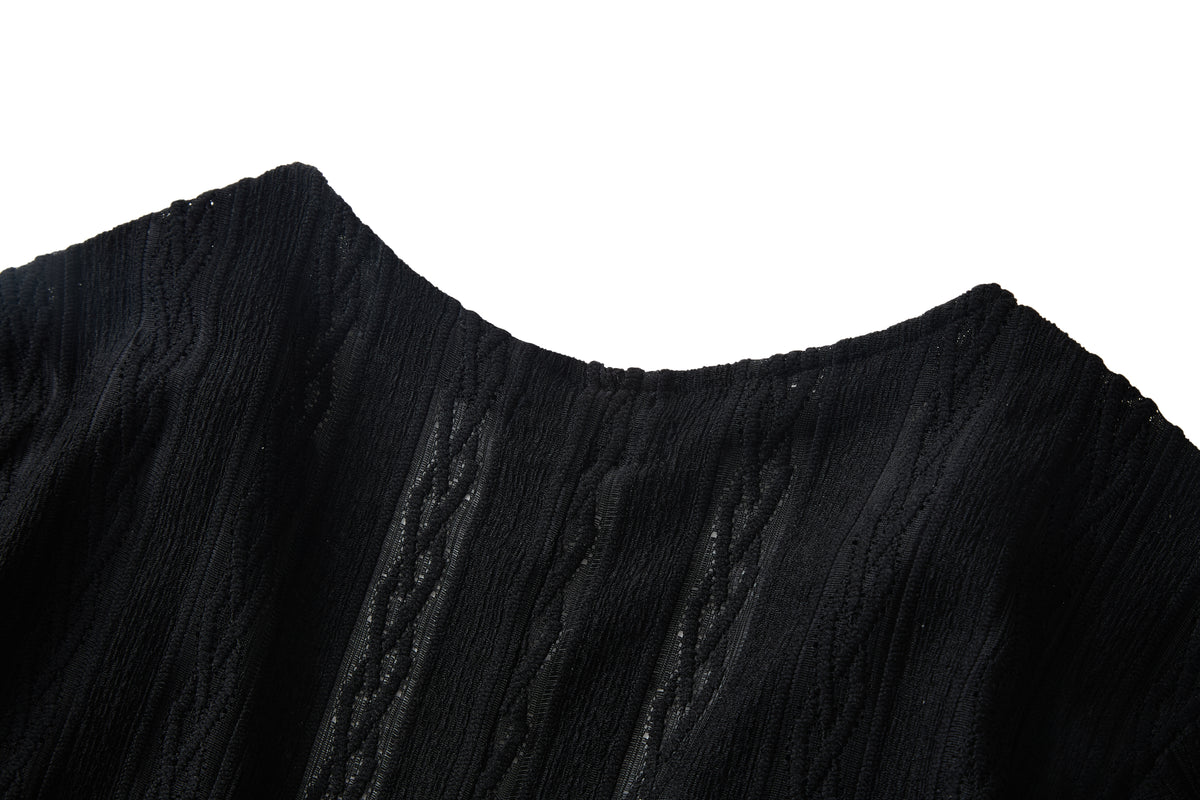 Lace draped knit cover-up